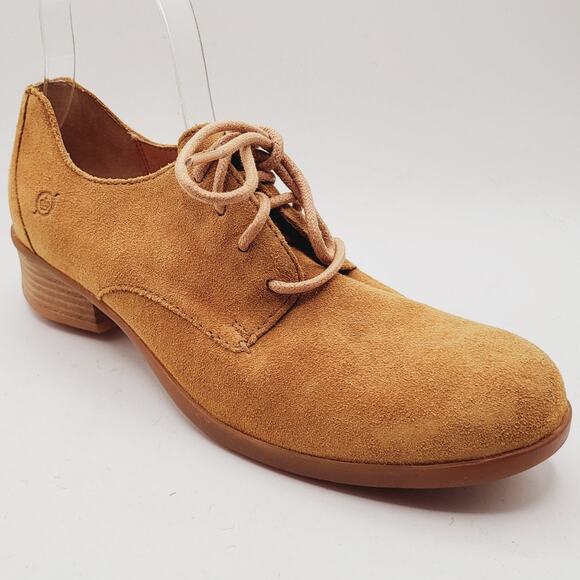 Born Mott Oxfords Caramel Tan Suede Lace Up NWOT Women's Size 8.5 - Picture 1 of 11